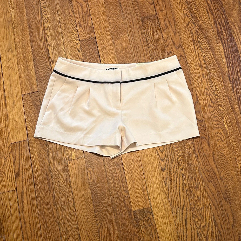 Express Beige Dress Shorts with Black Trim